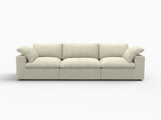 120" Khaki Linen Blend Modular Sofa With Toss Pillows HomeRoots
