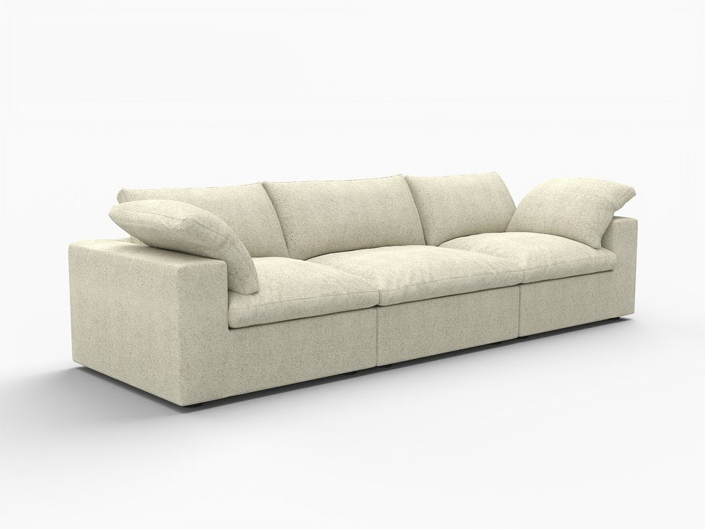 120" Khaki Linen Blend Modular Sofa With Toss Pillows HomeRoots