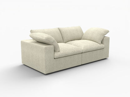 80" Khaki Linen Blend Modular Loveseat