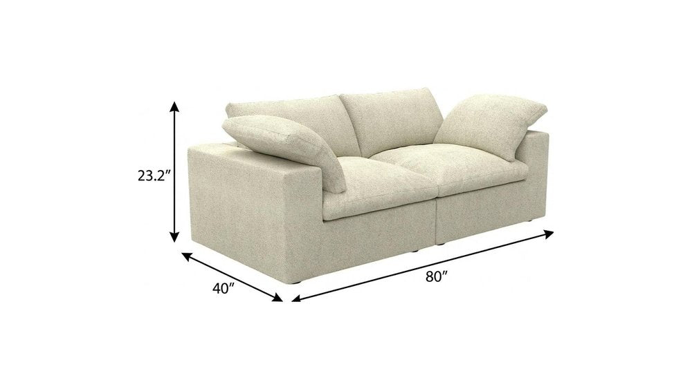 80" Khaki Linen Blend Modular Loveseat — view 7