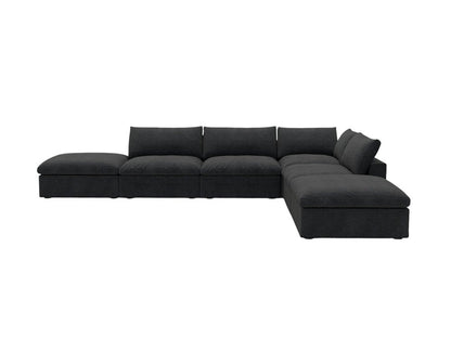 160" Black Linen Blend Modular Armless Sofa With Ottomans And Storage HomeRoots