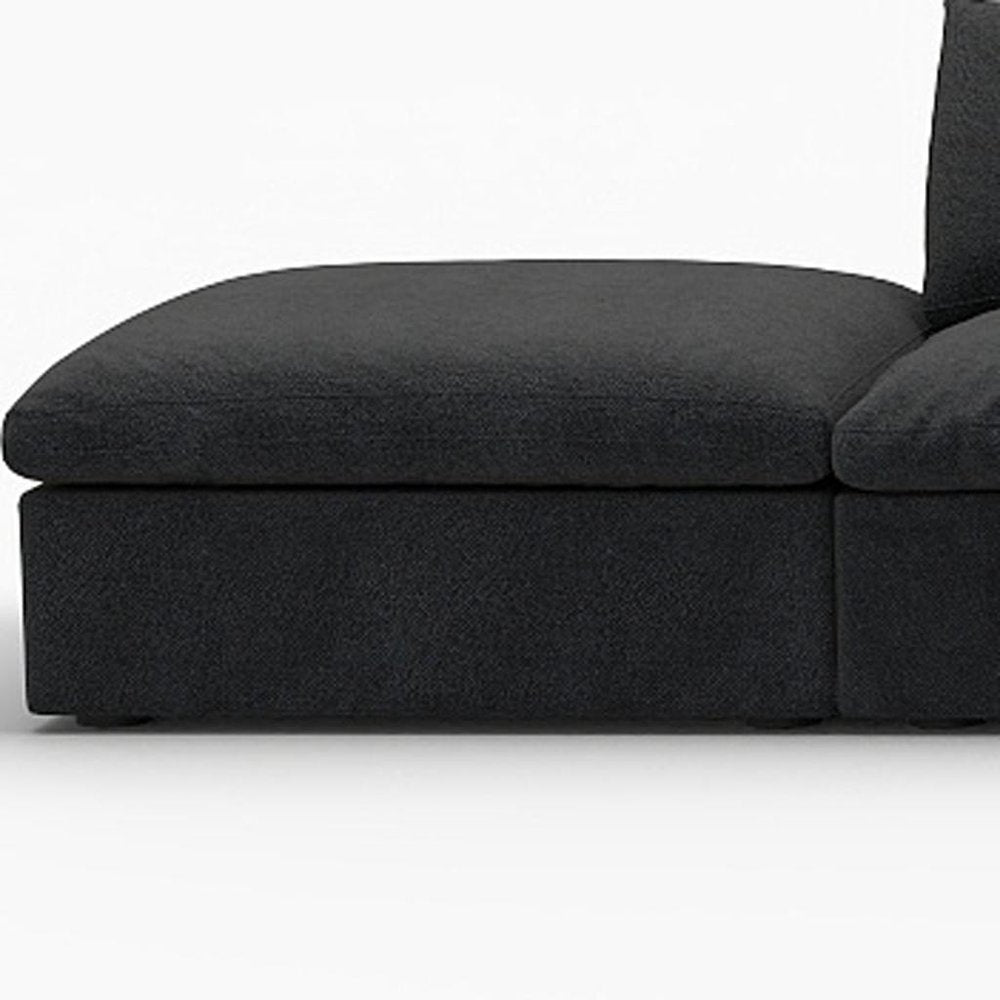 160" Black Linen Blend Modular Armless Sofa With Ottomans And Storage HomeRoots