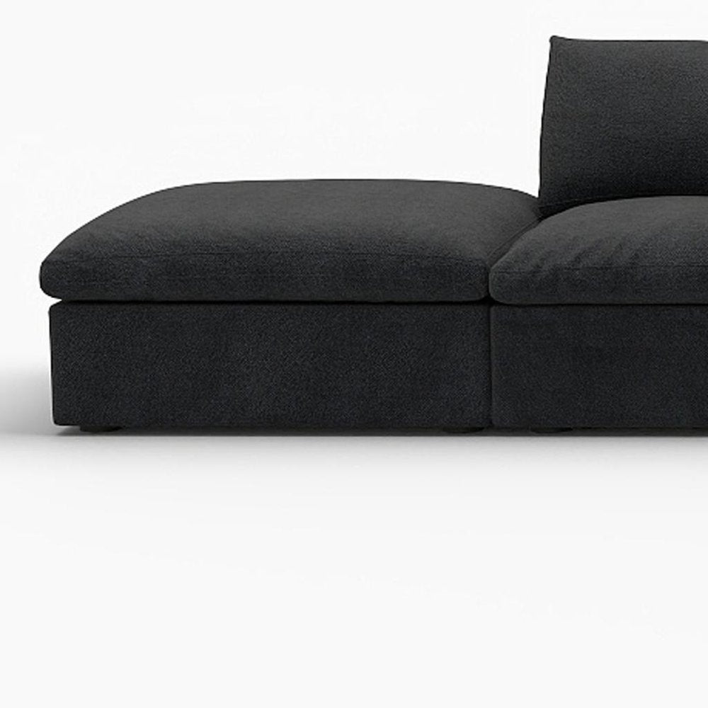 160" Black Linen Blend Modular Armless Sofa With Ottomans And Storage HomeRoots