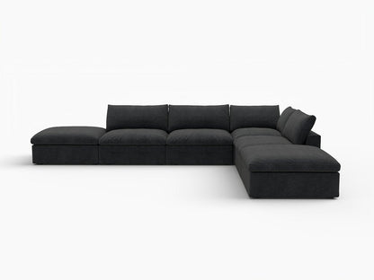 160" Black Linen Blend Modular Armless Sofa With Ottomans And Storage HomeRoots