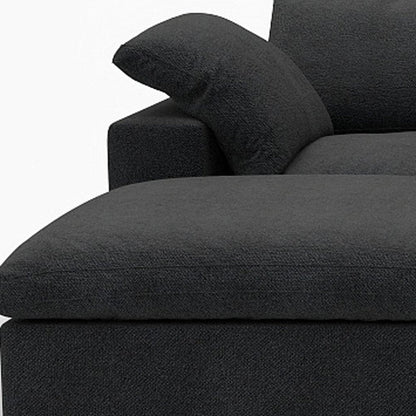 120" Black Linen Blend Modular Sofa With Ottomans Toss Pillows And Storage HomeRoots