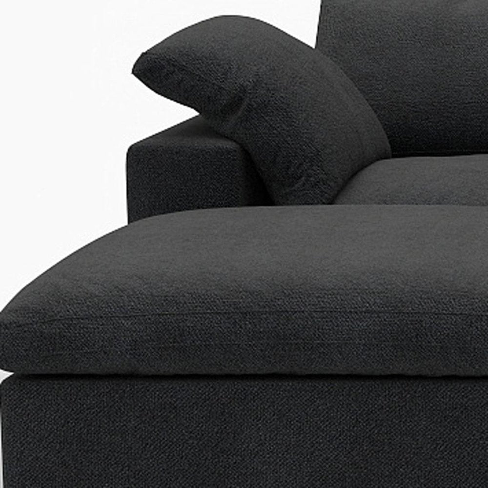 120" Black Linen Blend Modular Sofa With Ottomans Toss Pillows And Storage HomeRoots