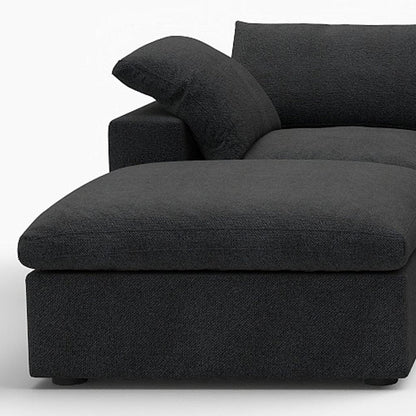 120" Black Linen Blend Modular Sofa With Ottomans Toss Pillows And Storage HomeRoots