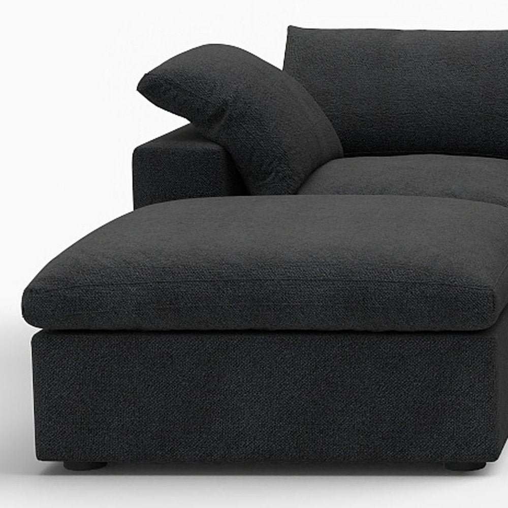 120" Black Linen Blend Modular Sofa With Ottomans Toss Pillows And Storage HomeRoots