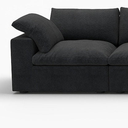 160" Black Linen Blend Modular Right Sofa With Ottoman And Toss Pillows HomeRoots