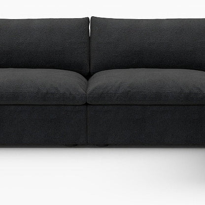 160" Black Linen Blend Modular Right Sofa With Ottoman And Toss Pillows HomeRoots