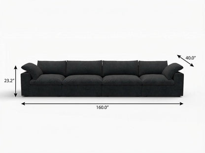 160" Black Linen Blend Modular Sofa With Toss Pillows HomeRoots