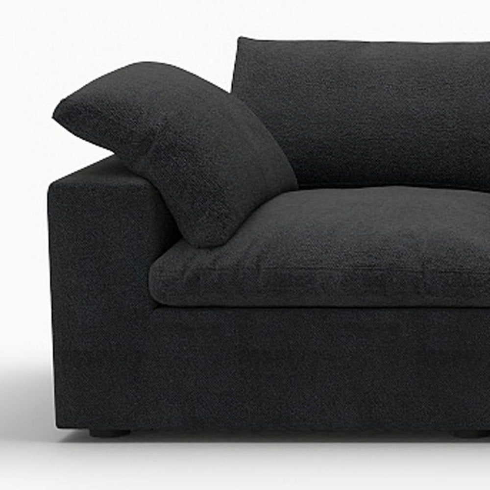 160" Black Linen Blend Modular Wood Sofa - FurniFindUSA