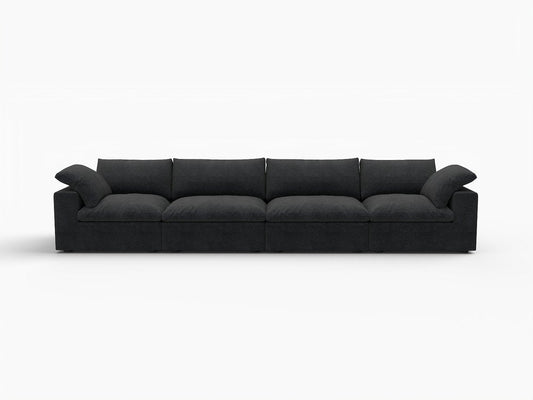 160" Black Linen Blend Modular Sofa With Toss Pillows HomeRoots
