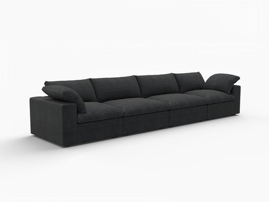 160" Black Linen Blend Modular Sofa With Toss Pillows HomeRoots