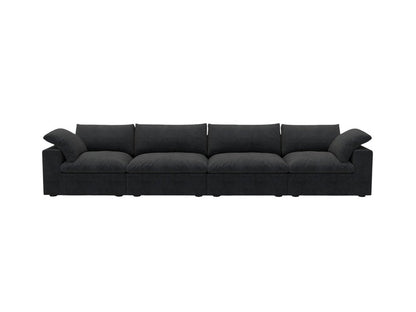 160" Black Linen Blend Modular Sofa With Toss Pillows HomeRoots