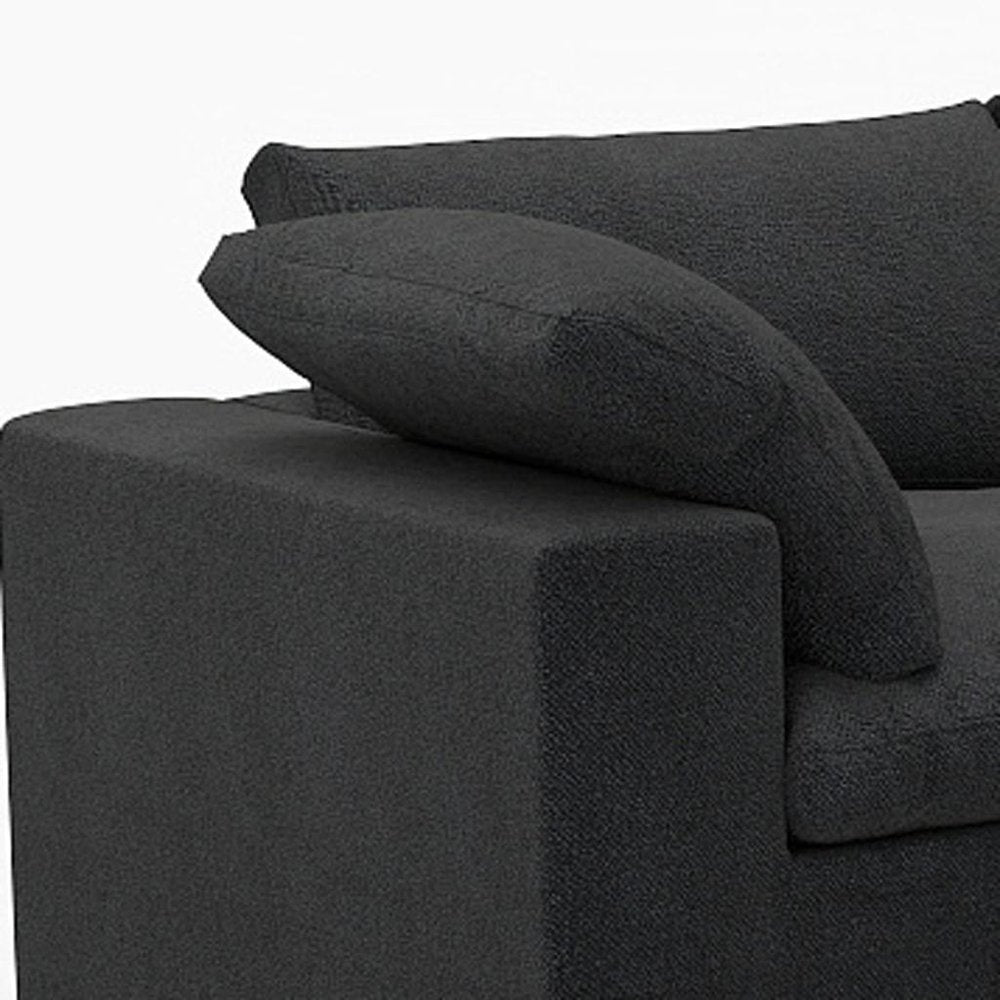 160" Black Linen Blend Modular Wood Sofa - FurniFindUSA