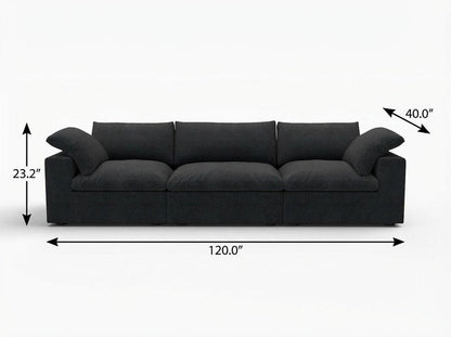 120" Black Linen Blend Modular Sofa With Toss Pillows HomeRoots