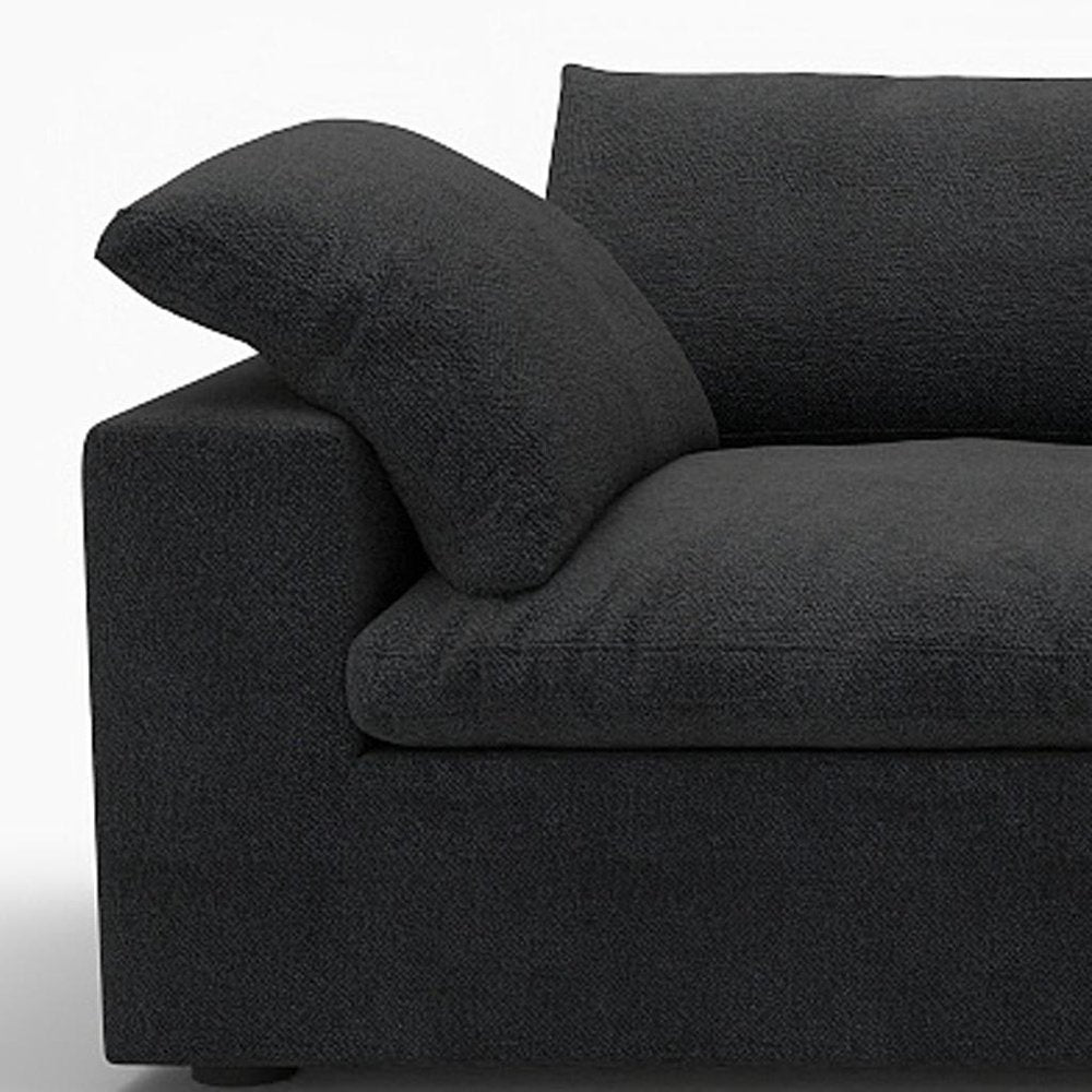 120" Black Linen Blend Modular Wood Sofa - FurniFindUSA