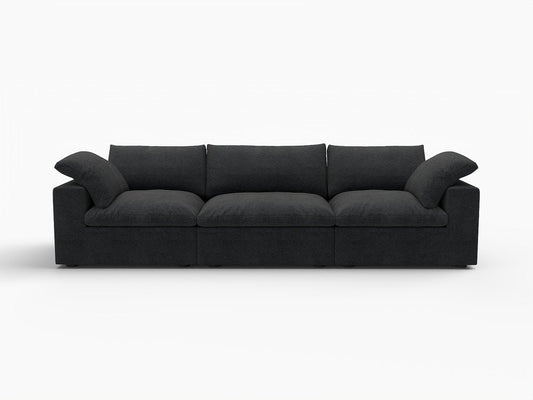 120" Black Linen Blend Modular Sofa With Toss Pillows HomeRoots