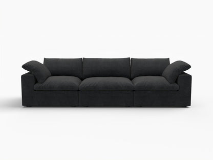 120" Black Linen Blend Modular Wood Sofa - FurniFindUSA