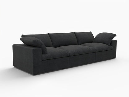 120" Black Linen Blend Modular Wood Sofa - FurniFindUSA
