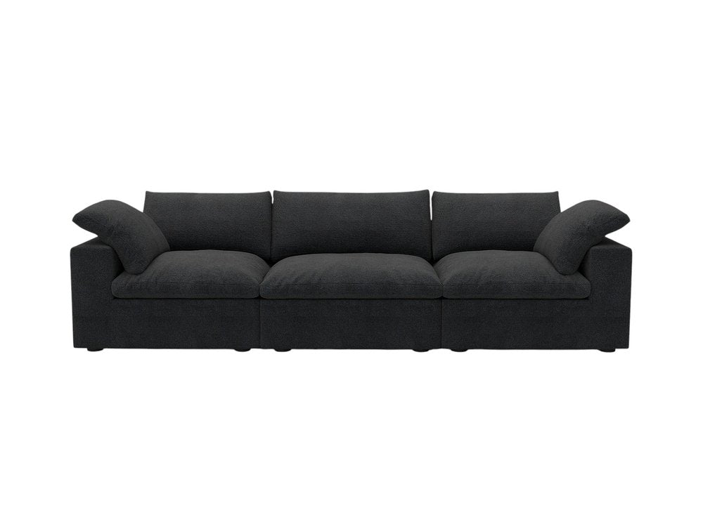 120" Black Linen Blend Modular Wood Sofa - FurniFindUSA