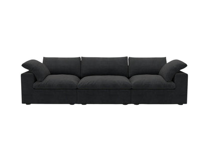 120" Black Linen Blend Modular Wood Sofa - FurniFindUSA