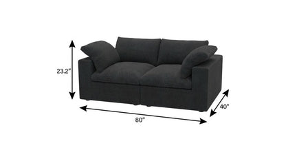 80" Black Linen Blend Modular Wood Sofa - FurniFindUSA