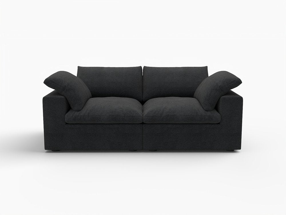 80" Black Linen Blend Modular Wood Sofa - FurniFindUSA