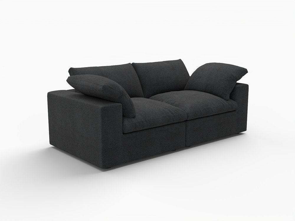 80" Black Linen Blend Modular Wood Sofa - FurniFindUSA