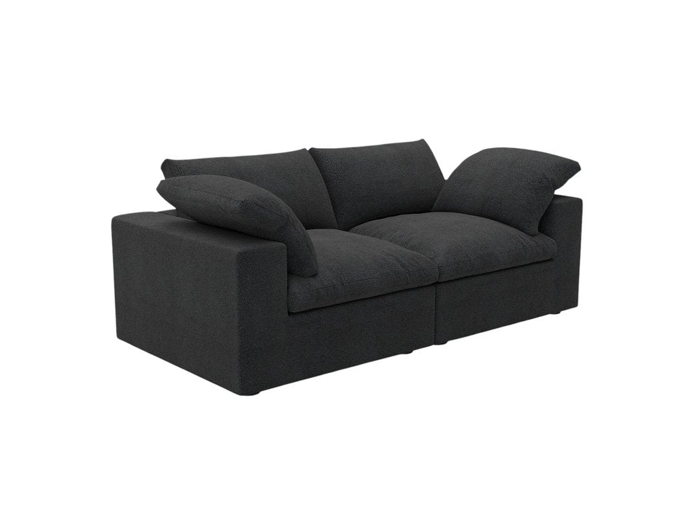 80" Black Linen Blend Modular Wood Sofa - FurniFindUSA