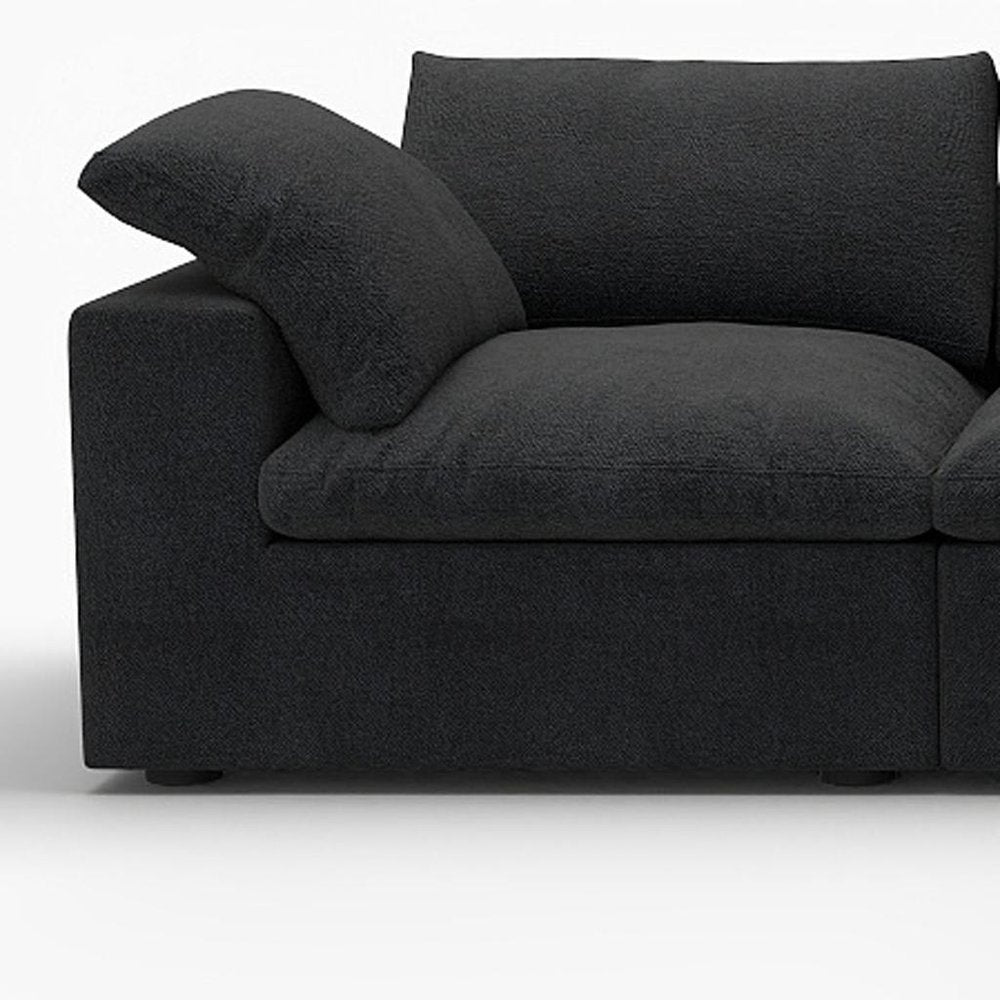 120" Black Linen Blend Modular Wood Sofa With Ottoman And Storage - FurniFindUSA