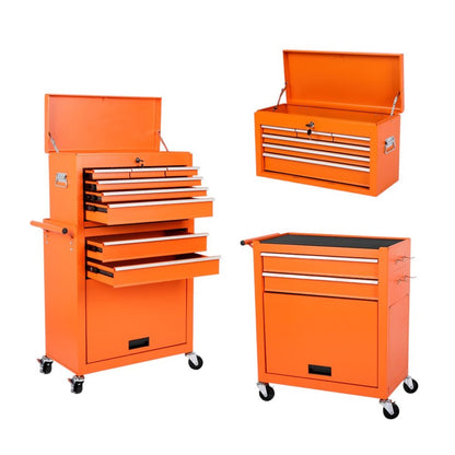 15" Orange Multi-Tier Steel Rolling Cabinet With Lid HomeRoots