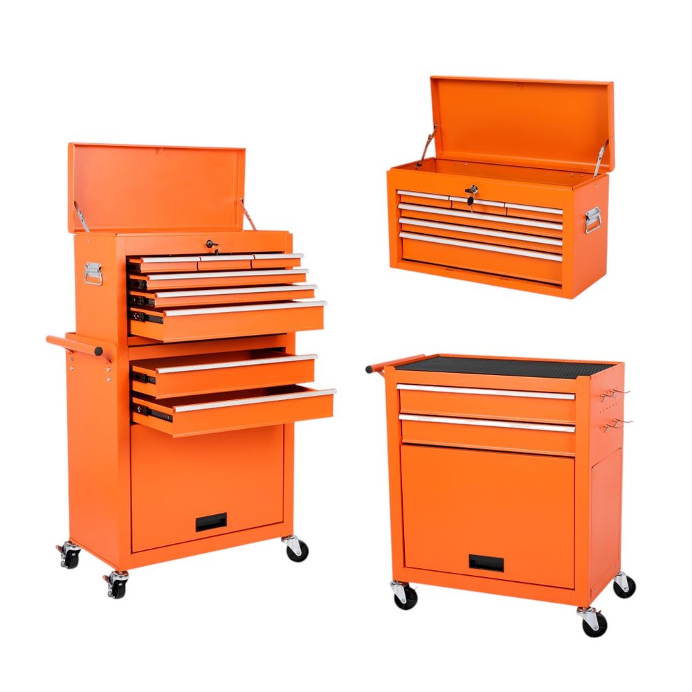 15" Orange Multi-Tier Steel Rolling Cabinet With Lid HomeRoots