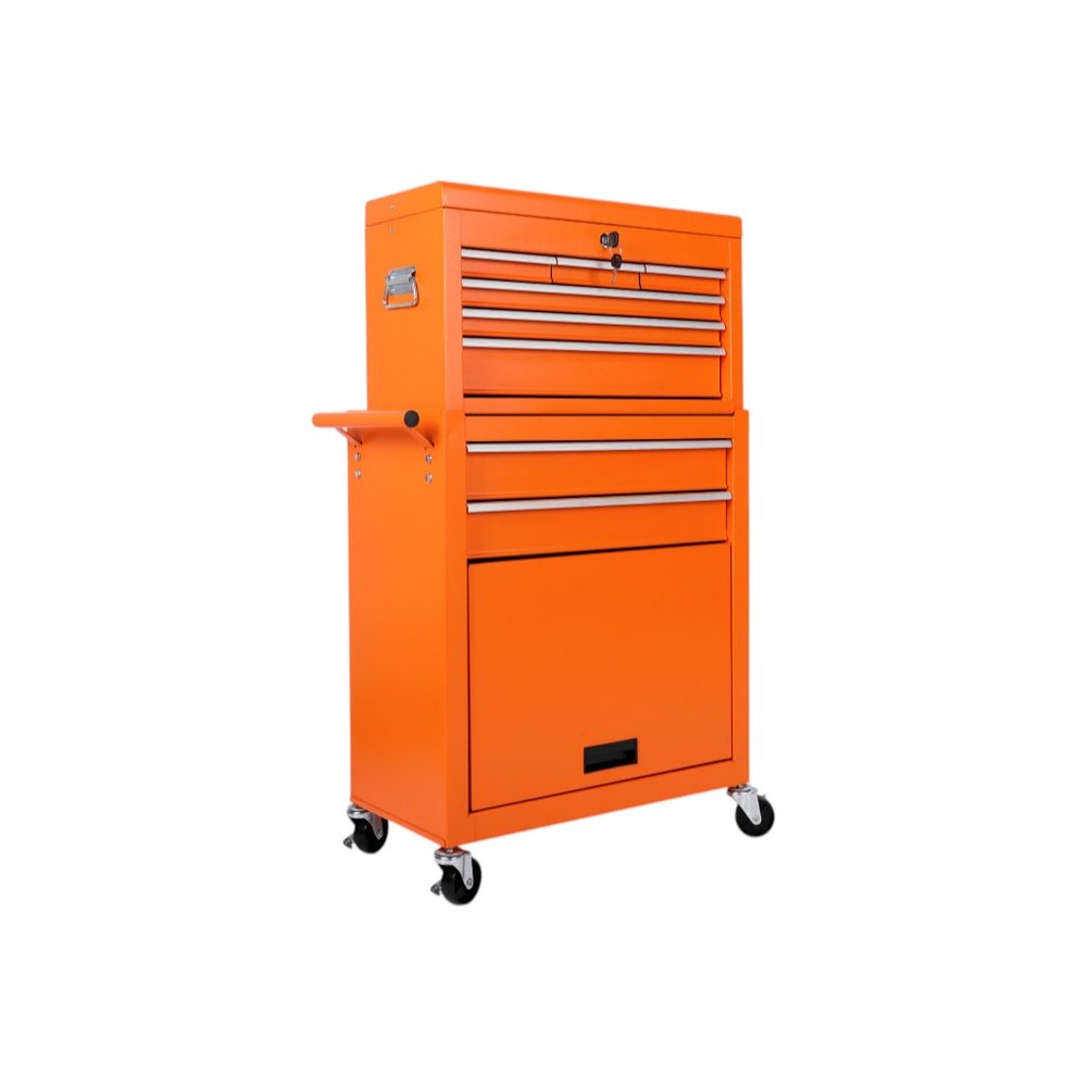 15" Orange Multi-Tier Steel Rolling Cabinet With Lid HomeRoots