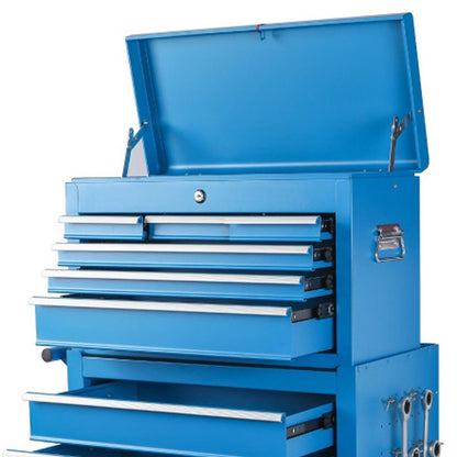 Set of Two Blue Multi-Tier Steel Rolling Cabinet With Lid HomeRoots