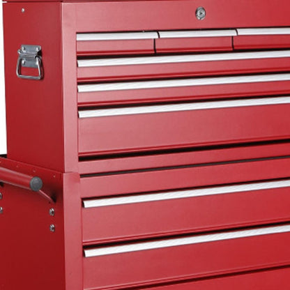 Set of Two Red Multi-Tier Steel Rolling Cabinet With Lid HomeRoots