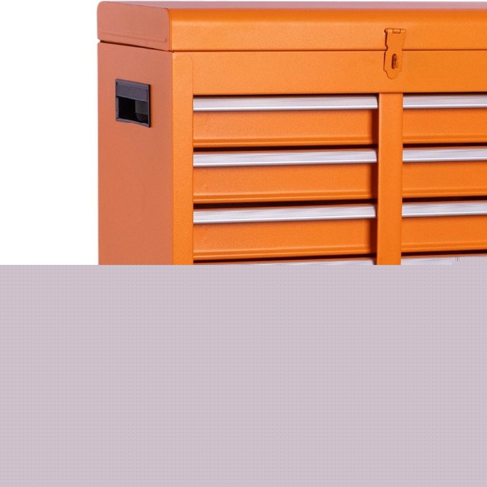 Set of Two Orange Multi-Tier Steel Rolling Cabinet With Lid HomeRoots