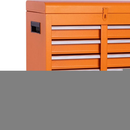 Set of Two Orange Multi-Tier Steel Rolling Cabinet With Lid HomeRoots