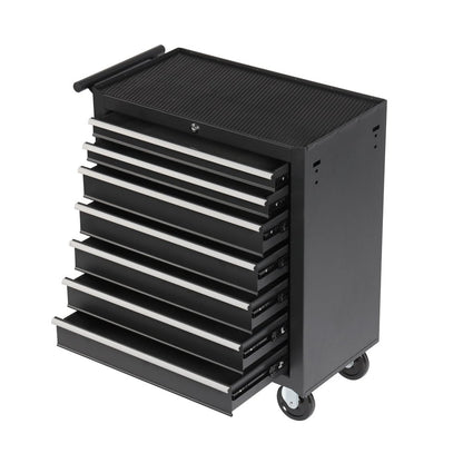 15" Black Multi-Tier Steel Four Drawer Rolling Storage Cabinet With Lid HomeRoots