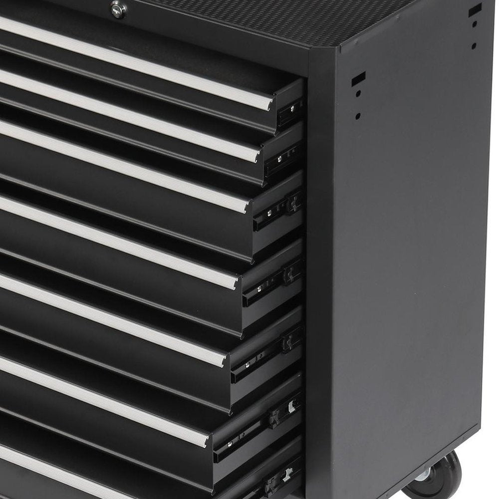 15" Black Multi-Tier Steel Four Drawer Rolling Storage Cabinet With Lid HomeRoots