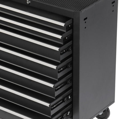 15" Black Multi-Tier Steel Four Drawer Rolling Storage Cabinet With Lid HomeRoots