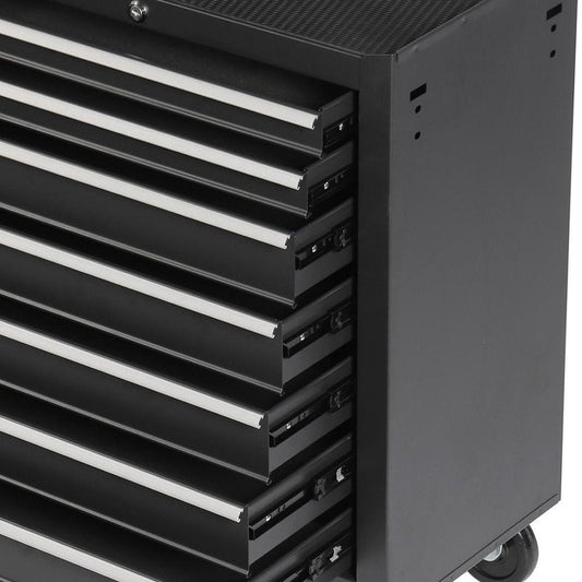 15" Black Multi-Tier Steel Four Drawer Rolling Storage Cabinet With Lid HomeRoots