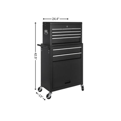 Set of Two Black Multi-Tier Steel Eight Drawer Rolling Storage Cabinet With Lid HomeRoots