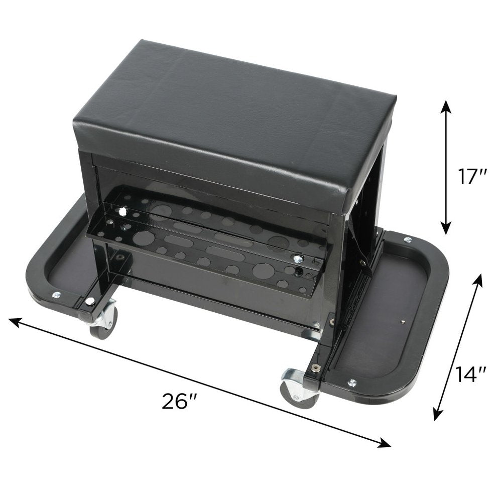 26" Black Multi-Tier Steel Tool Chest With Lid HomeRoots