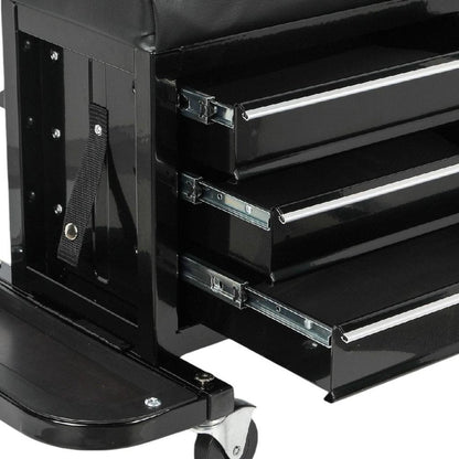 26" Black Multi-Tier Steel Three Drawer Tool Chest With Lid HomeRoots
