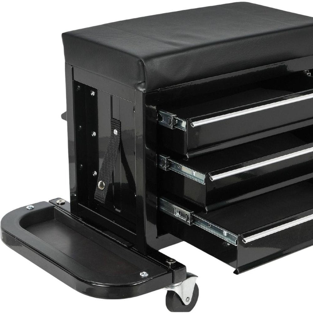 26" Black Multi-Tier Steel Three Drawer Tool Chest With Lid HomeRoots