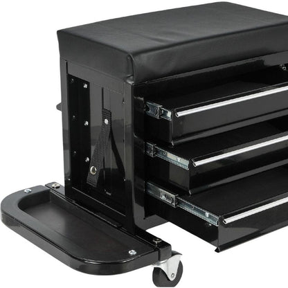 26" Black Multi-Tier Steel Three Drawer Tool Chest With Lid HomeRoots