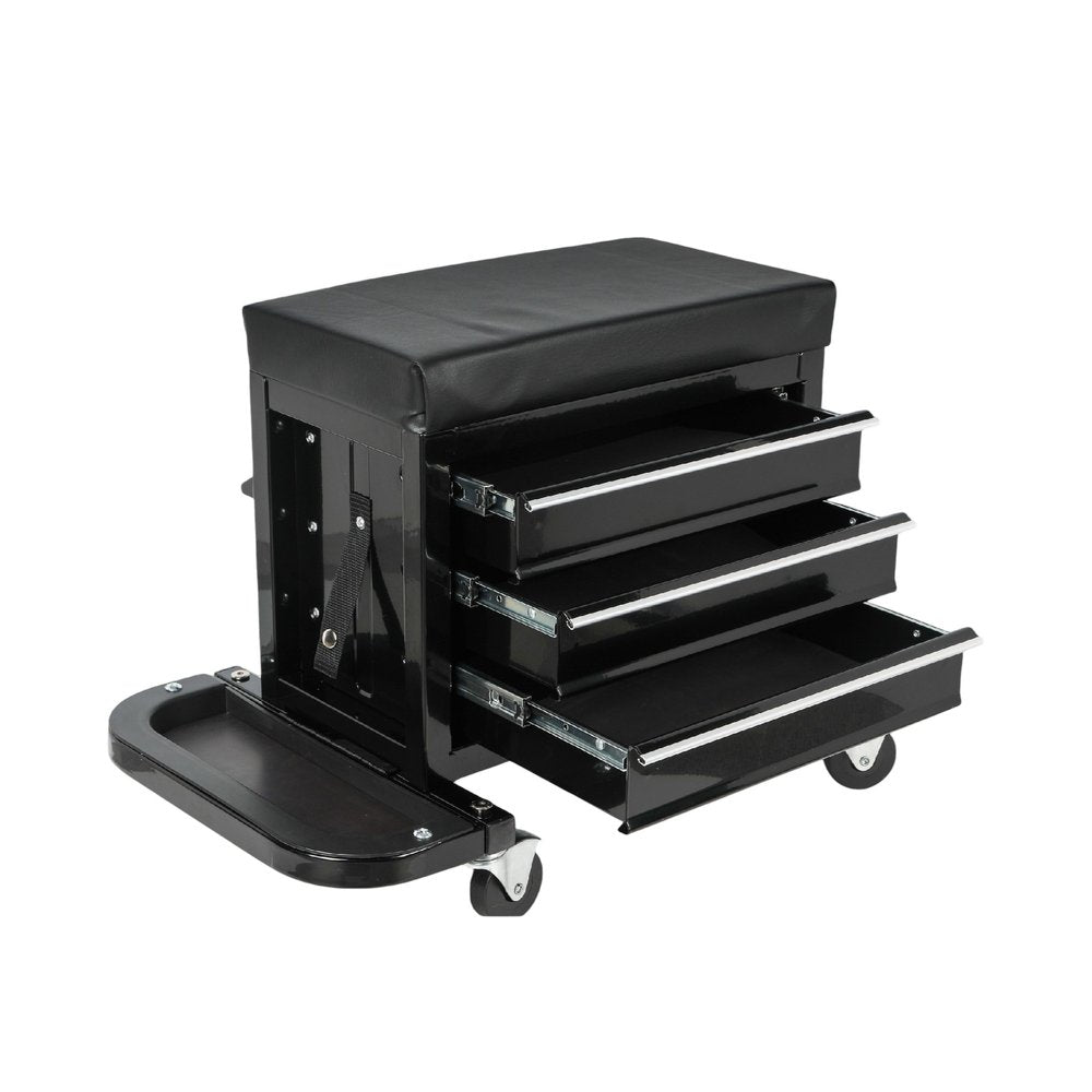 26" Black Multi-Tier Steel Three Drawer Tool Chest With Lid HomeRoots