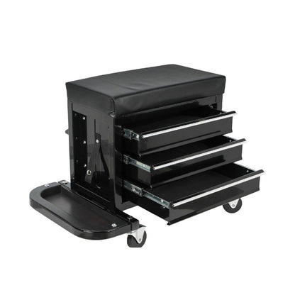 26" Black Multi-Tier Steel Three Drawer Tool Chest With Lid HomeRoots